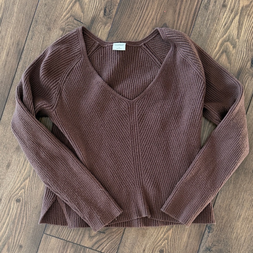 Abercrombie & Fitch Chocolate V-Neck Sweater